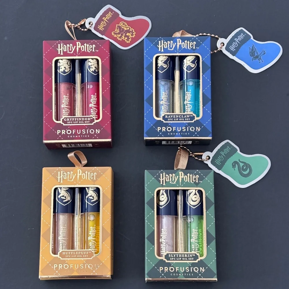(4 LOT) Harry Potter Profusion Cosmetics Lip Oil 2-Piece Set Holiday Christmas